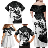The Bear Tattoo Family Matching Off Shoulder Maxi Dress and Hawaiian Shirt Bear In Forest