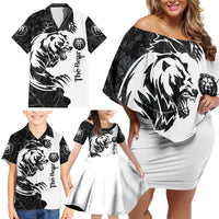 The Bear Tattoo Family Matching Off Shoulder Short Dress and Hawaiian Shirt Bear In Forest