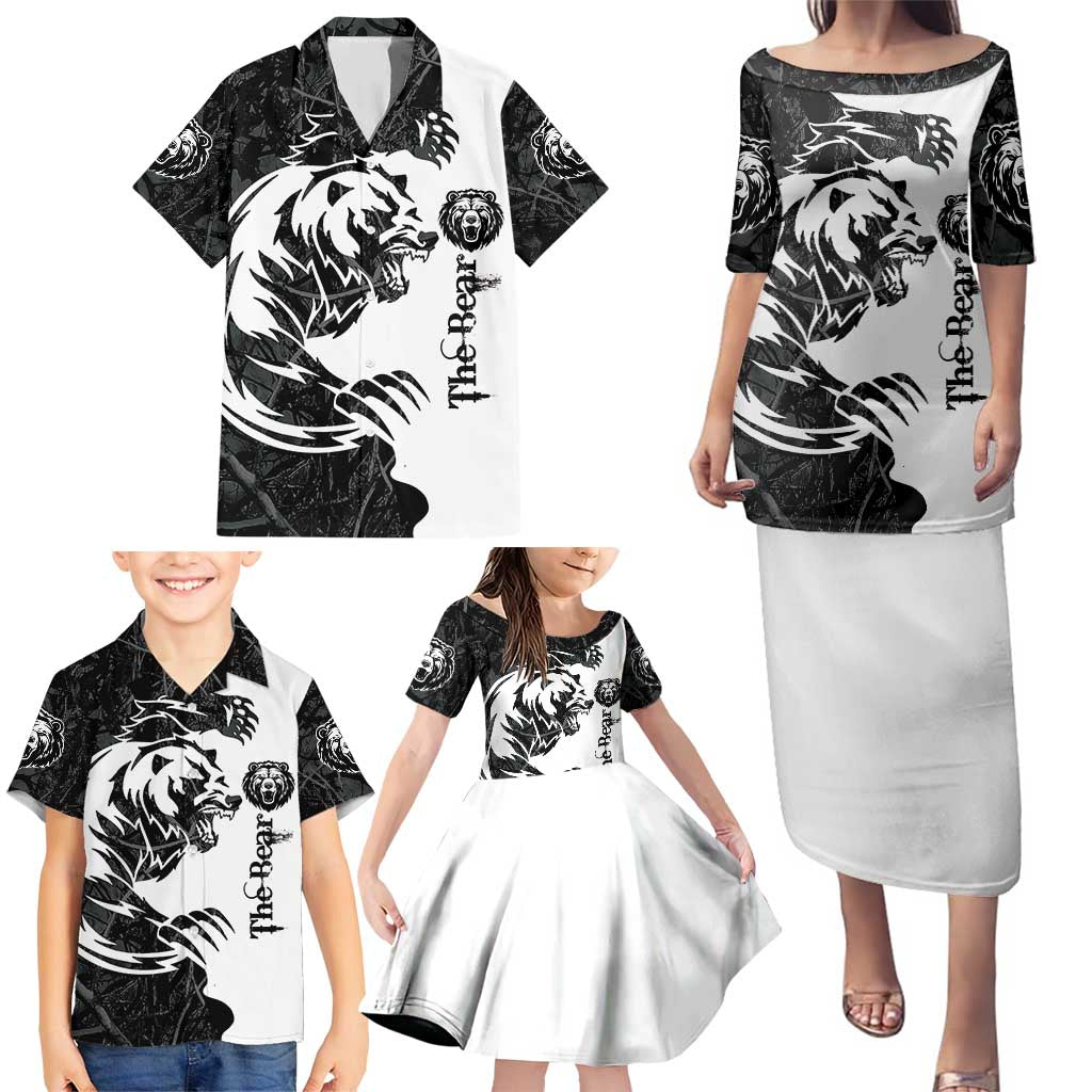 The Bear Tattoo Family Matching Puletasi and Hawaiian Shirt Bear In Forest