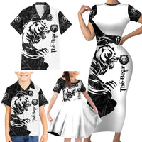 The Bear Tattoo Family Matching Short Sleeve Bodycon Dress and Hawaiian Shirt Bear In Forest