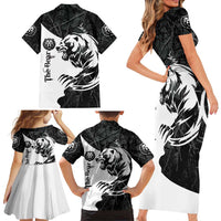 The Bear Tattoo Family Matching Short Sleeve Bodycon Dress and Hawaiian Shirt Bear In Forest