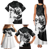 The Bear Tattoo Family Matching Tank Maxi Dress and Hawaiian Shirt Bear In Forest