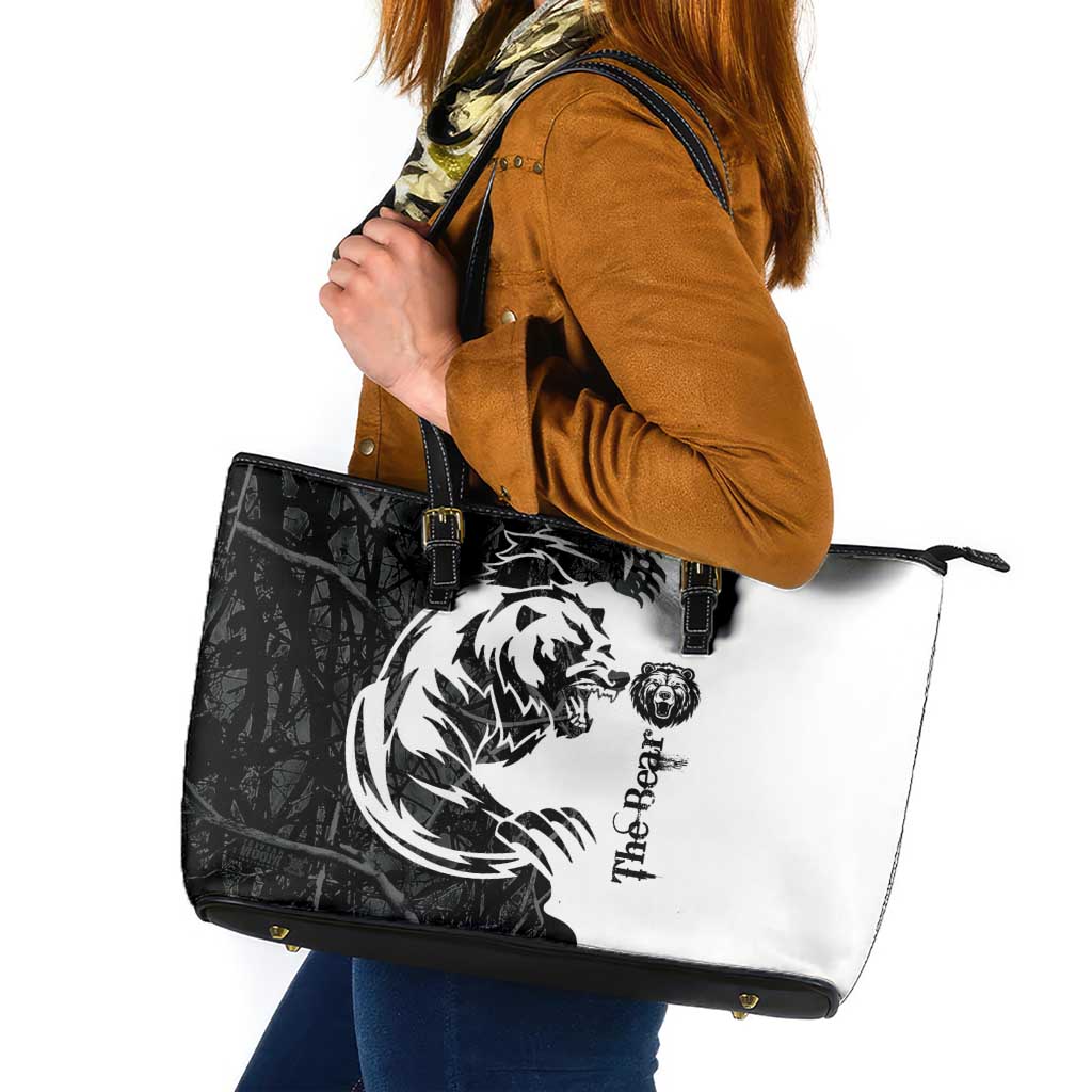 The Bear Tattoo Leather Tote Bag Bear In Forest