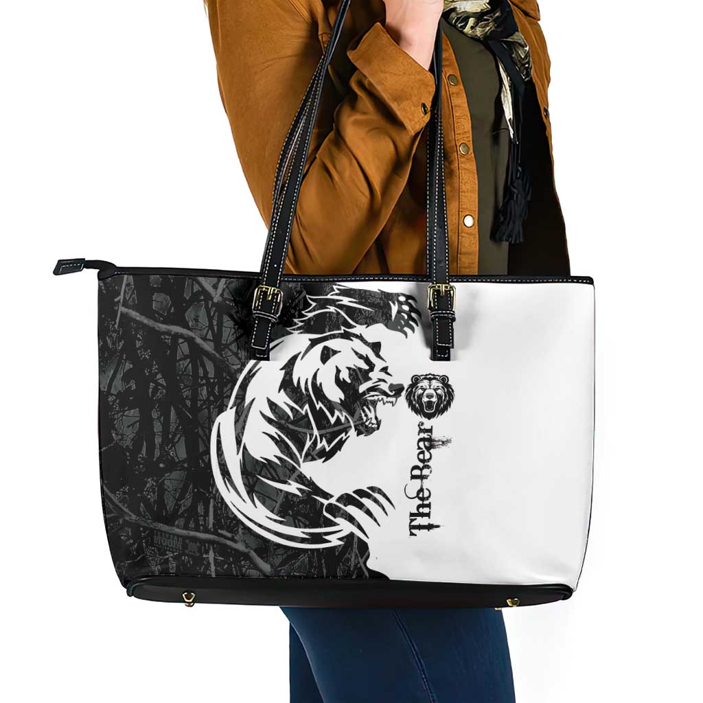 The Bear Tattoo Leather Tote Bag Bear In Forest