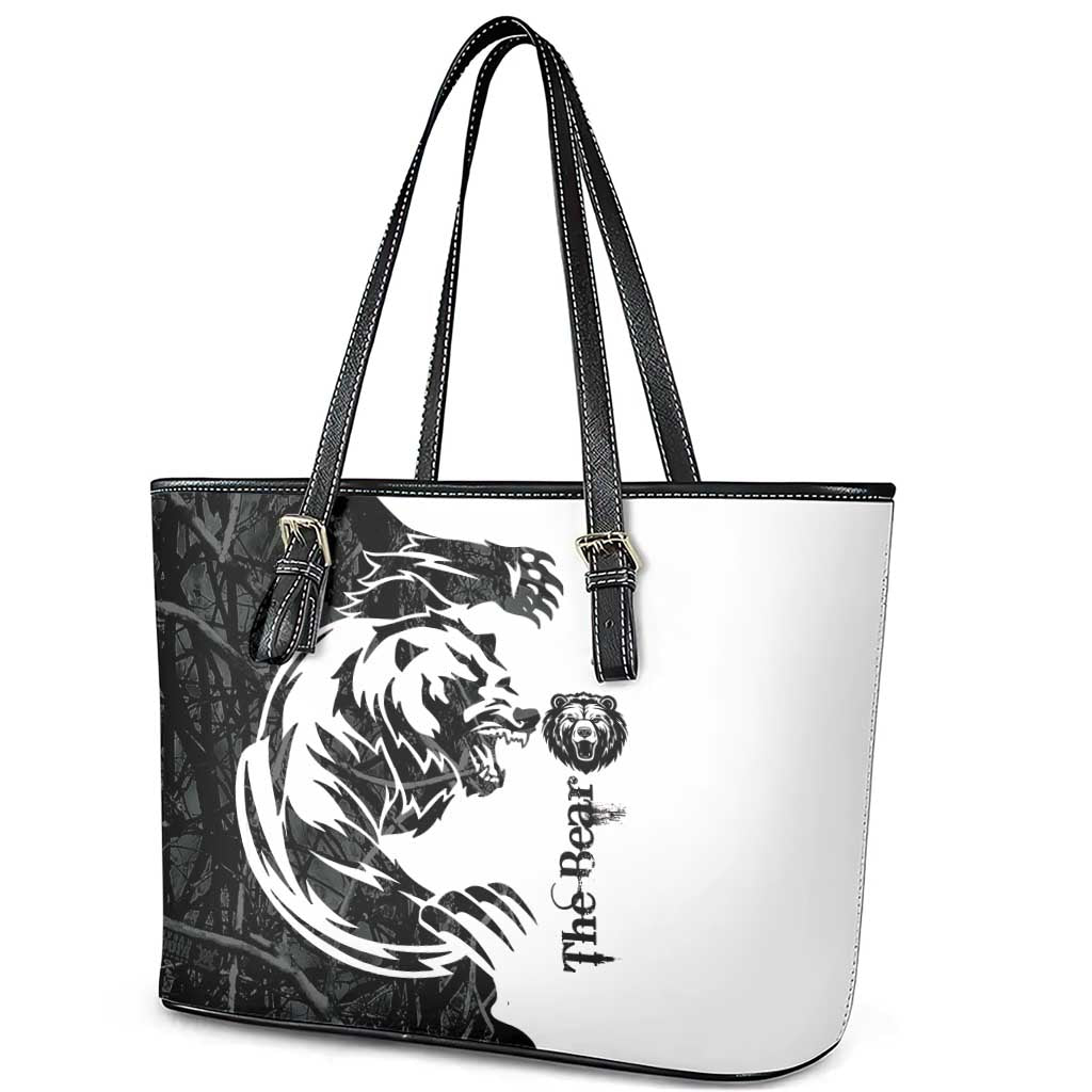 The Bear Tattoo Leather Tote Bag Bear In Forest