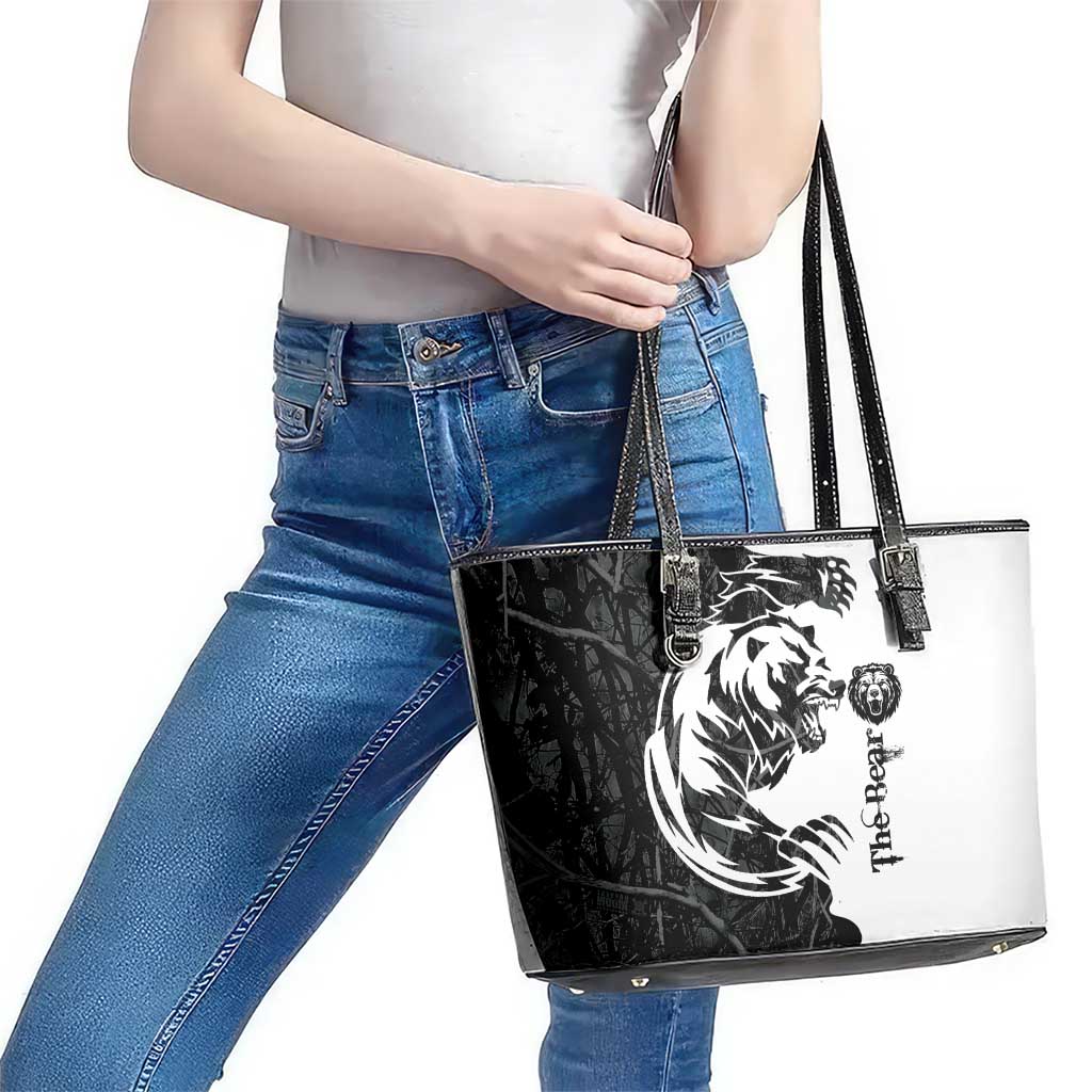 The Bear Tattoo Leather Tote Bag Bear In Forest