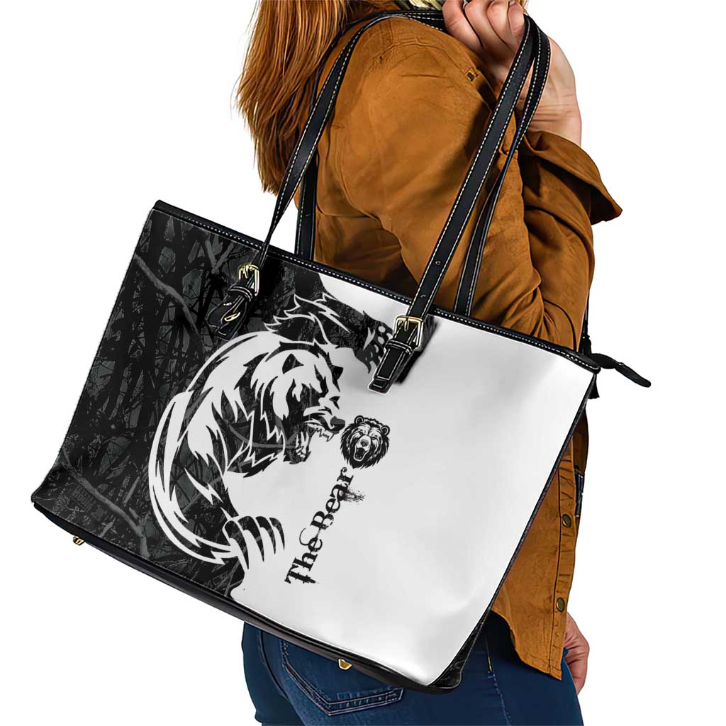 The Bear Tattoo Leather Tote Bag Bear In Forest