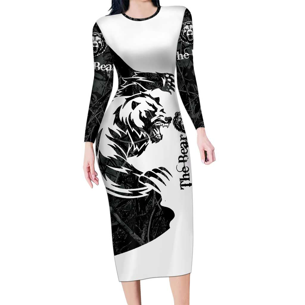 The Bear Tattoo Long Sleeve Bodycon Dress Bear In Forest