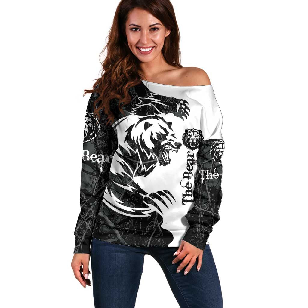 The Bear Tattoo Off Shoulder Sweater Bear In Forest