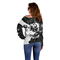 The Bear Tattoo Off Shoulder Sweater Bear In Forest