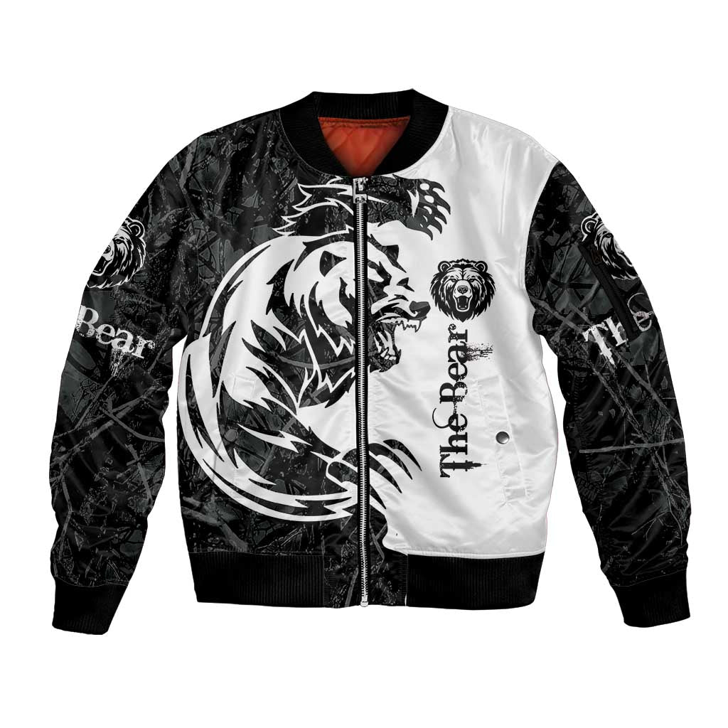 The Bear Tattoo Sleeve Zip Bomber Jacket Bear In Forest