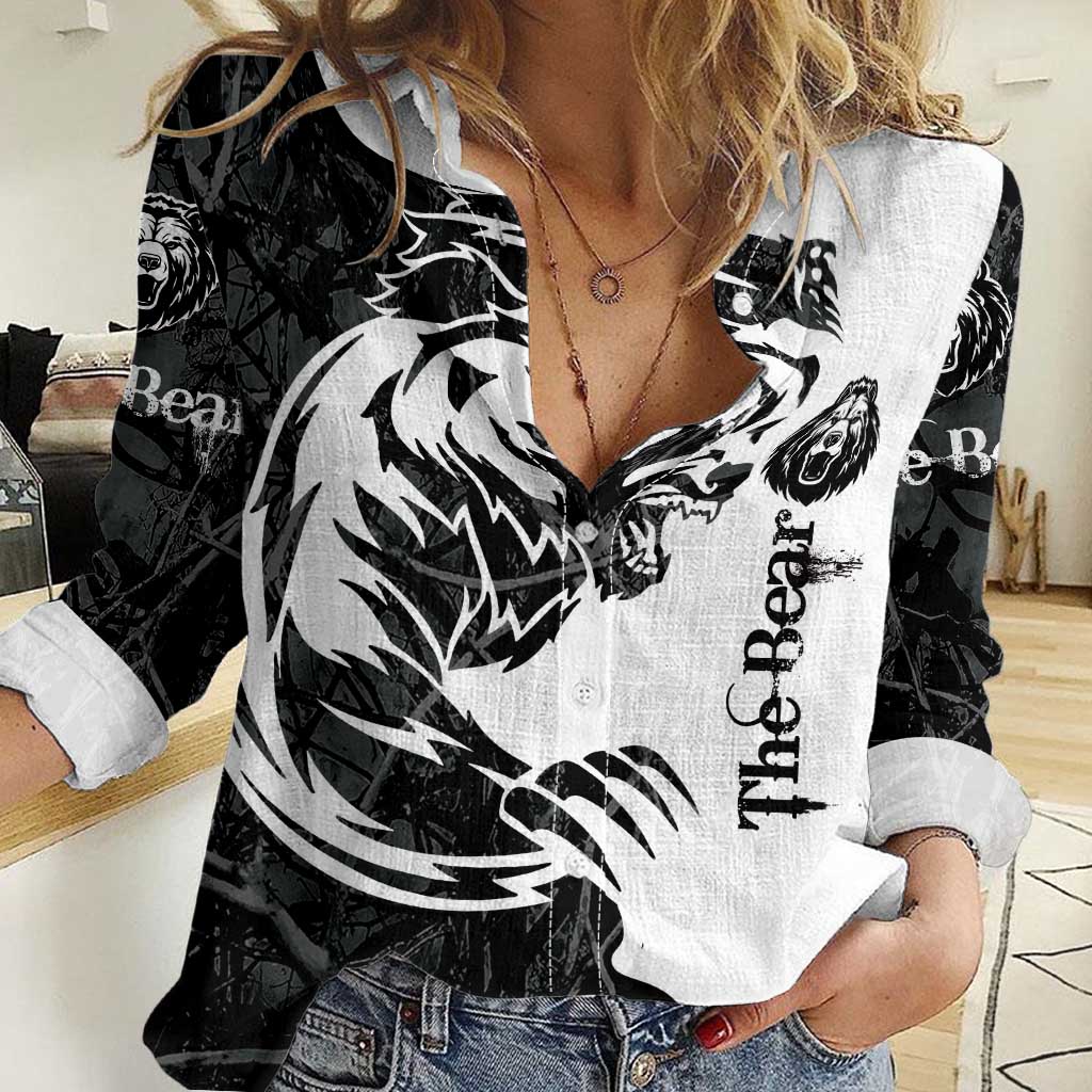 The Bear Tattoo Women Casual Shirt Bear In Forest - Wonder Print Shop