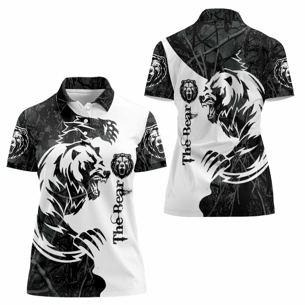 The Bear Tattoo Women Polo Shirt Bear In Forest - Wonder Print Shop