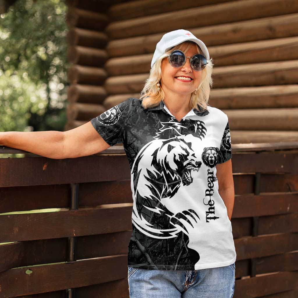 The Bear Tattoo Women Polo Shirt Bear In Forest - Wonder Print Shop