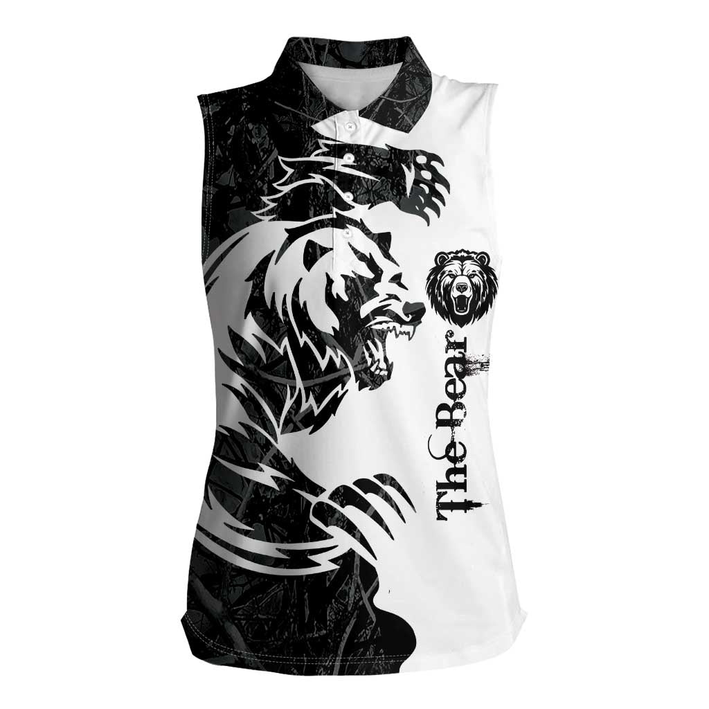The Bear Tattoo Women Sleeveless Polo Shirt Bear In Forest - Wonder Print Shop