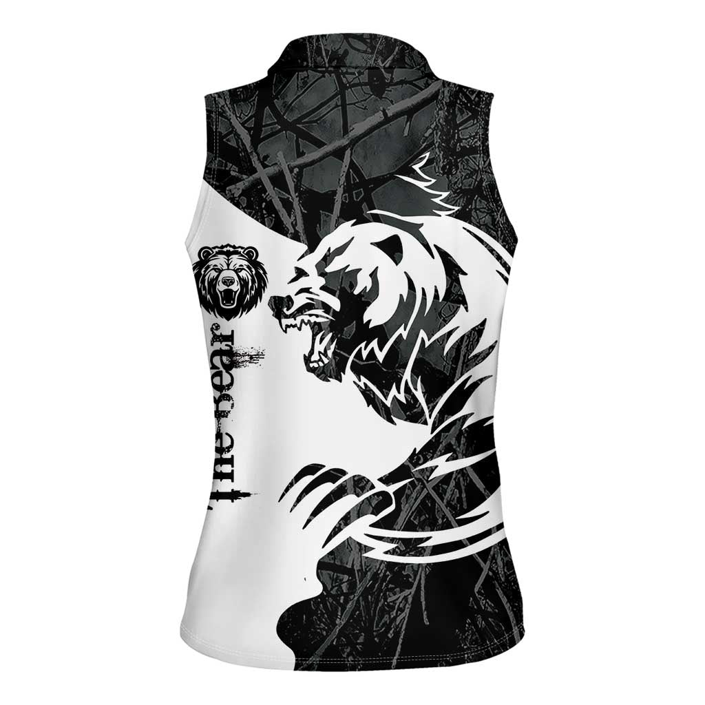 The Bear Tattoo Women Sleeveless Polo Shirt Bear In Forest - Wonder Print Shop