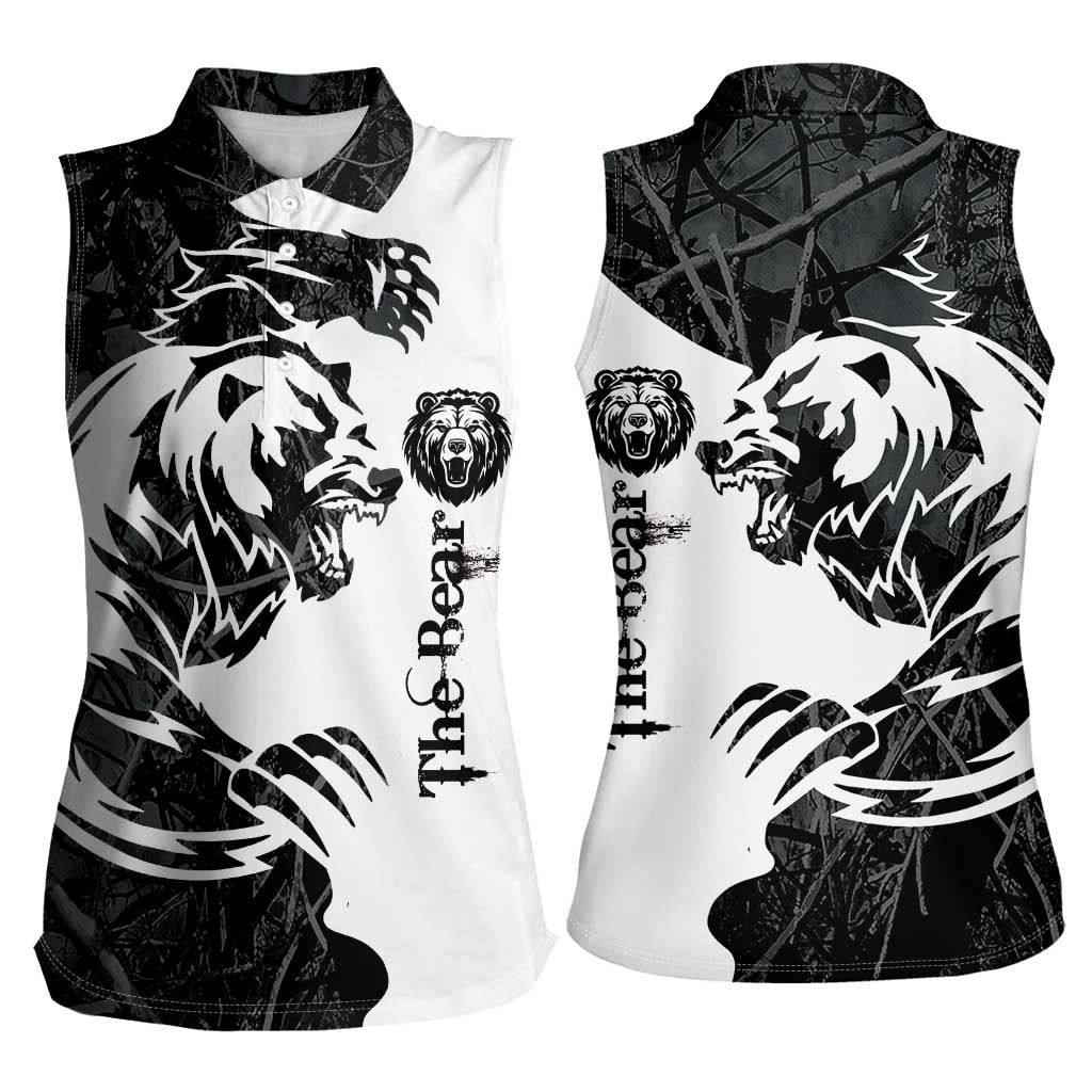 The Bear Tattoo Women Sleeveless Polo Shirt Bear In Forest - Wonder Print Shop