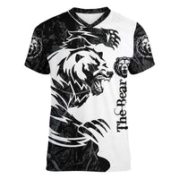 The Bear Tattoo Women V-Neck T-Shirt Bear In Forest - Wonder Print Shop