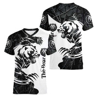 The Bear Tattoo Women V-Neck T-Shirt Bear In Forest - Wonder Print Shop