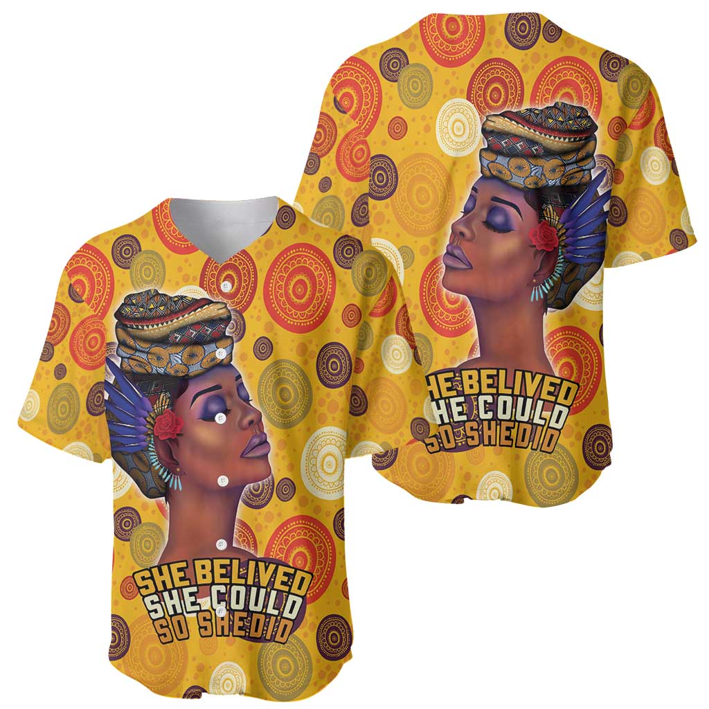 African She Believed Baseball Jersey She Could So She Did