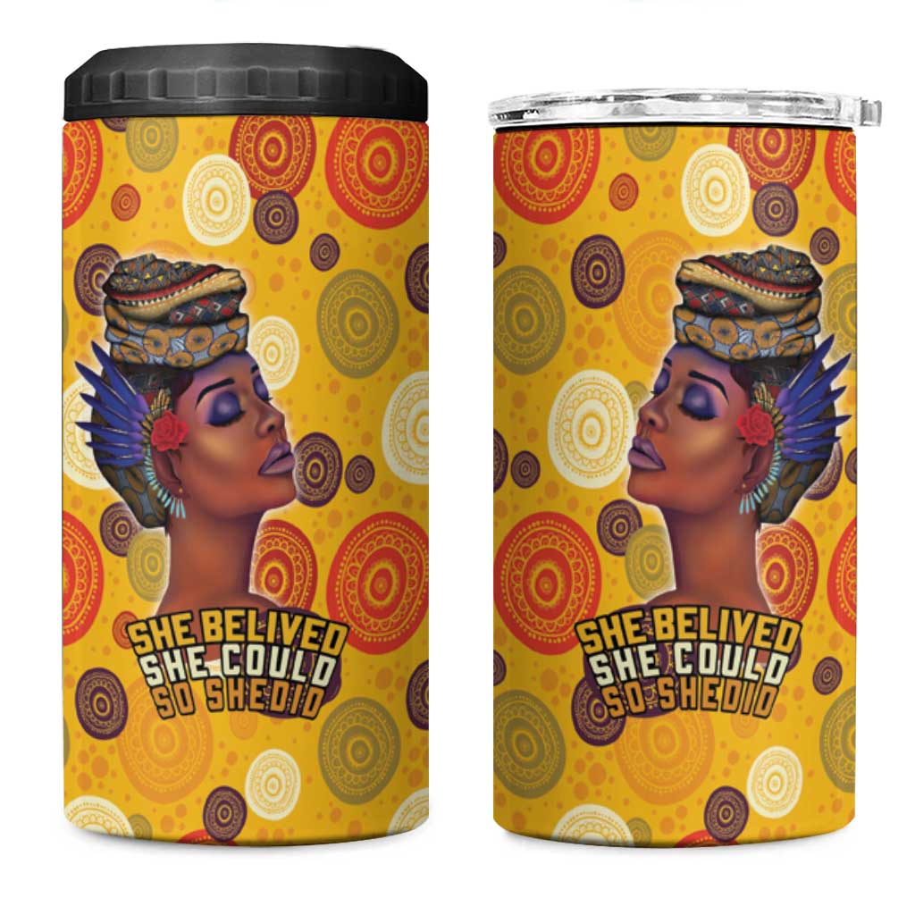 African She Believed 4 in 1 Can Cooler Tumbler She Could So She Did