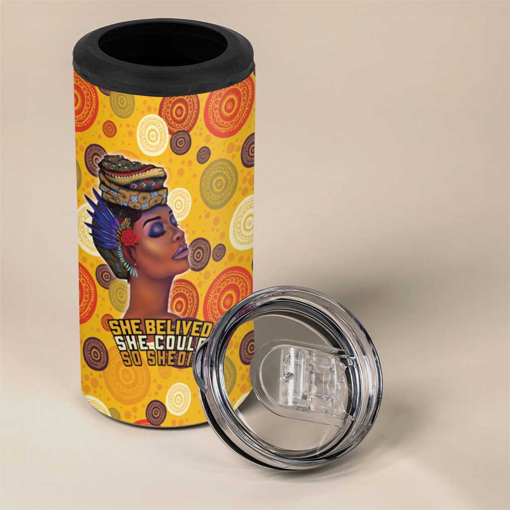 African She Believed 4 in 1 Can Cooler Tumbler She Could So She Did