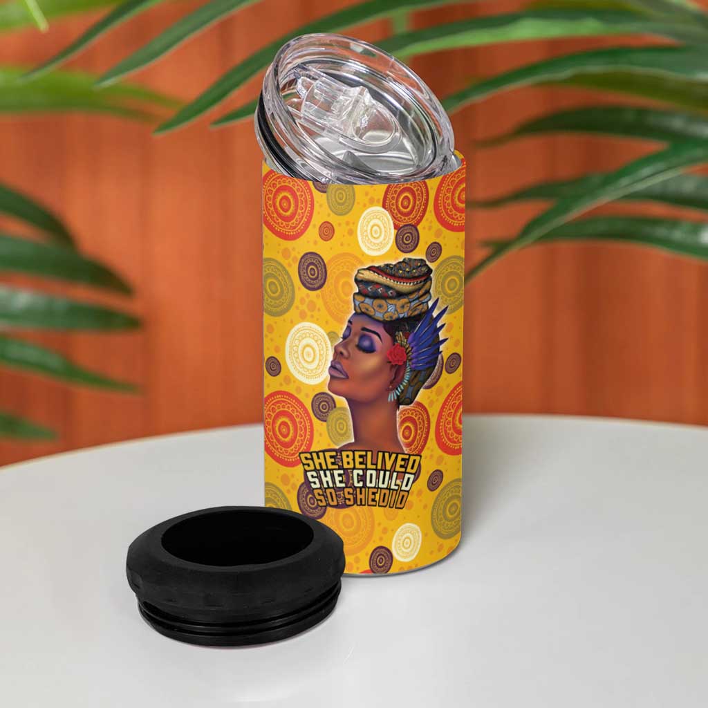 African She Believed 4 in 1 Can Cooler Tumbler She Could So She Did