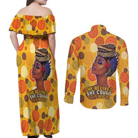 African She Believed Couples Matching Off Shoulder Maxi Dress and Long Sleeve Button Shirt She Could So She Did