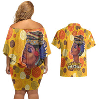 African She Believed Couples Matching Off Shoulder Short Dress and Hawaiian Shirt She Could So She Did