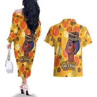 African She Believed Couples Matching Off The Shoulder Long Sleeve Dress and Hawaiian Shirt She Could So She Did