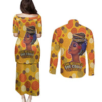 African She Believed Couples Matching Puletasi and Long Sleeve Button Shirt She Could So She Did