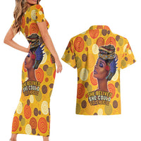 African She Believed Couples Matching Short Sleeve Bodycon Dress and Hawaiian Shirt She Could So She Did