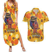 African She Believed Couples Matching Summer Maxi Dress and Hawaiian Shirt She Could So She Did