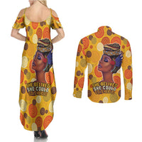 African She Believed Couples Matching Summer Maxi Dress and Long Sleeve Button Shirt She Could So She Did