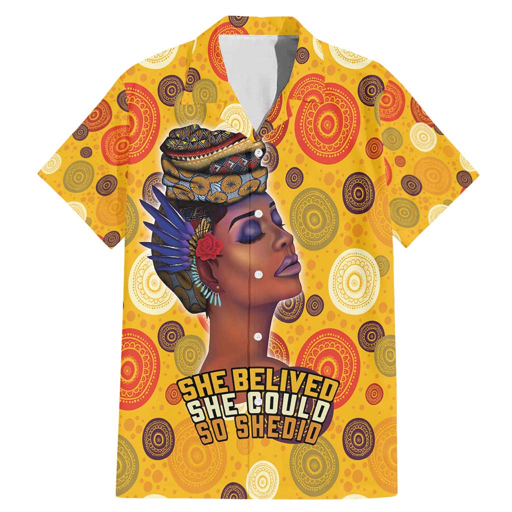African She Believed Family Matching Mermaid Dress and Hawaiian Shirt She Could So She Did