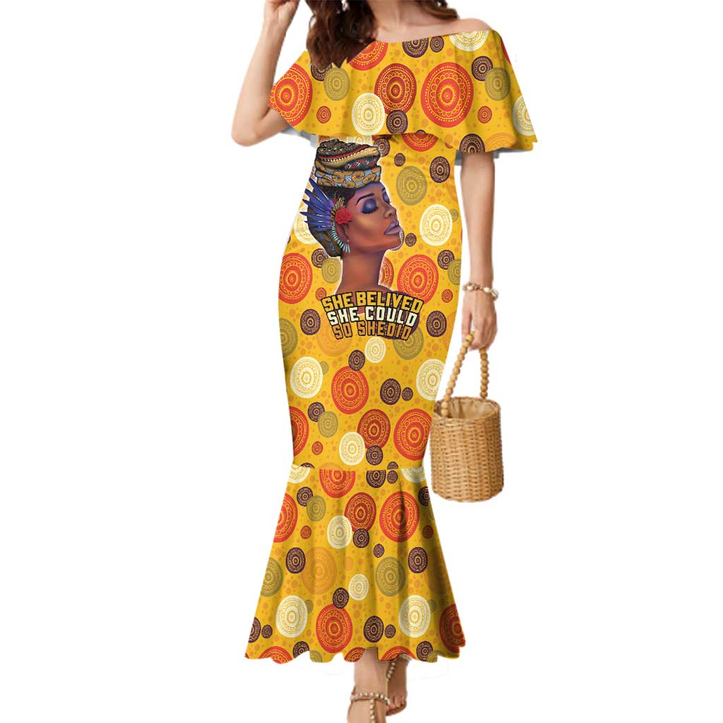 African She Believed Family Matching Mermaid Dress and Hawaiian Shirt She Could So She Did