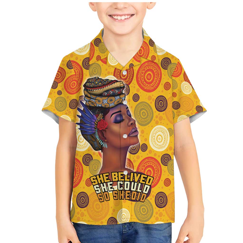 African She Believed Family Matching Mermaid Dress and Hawaiian Shirt She Could So She Did