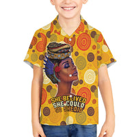 African She Believed Family Matching Off The Shoulder Long Sleeve Dress and Hawaiian Shirt She Could So She Did