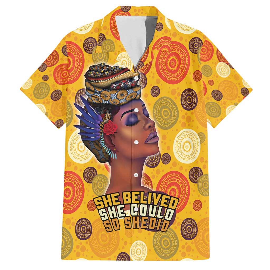 African She Believed Family Matching Off Shoulder Maxi Dress and Hawaiian Shirt She Could So She Did