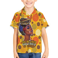 African She Believed Family Matching Off Shoulder Maxi Dress and Hawaiian Shirt She Could So She Did