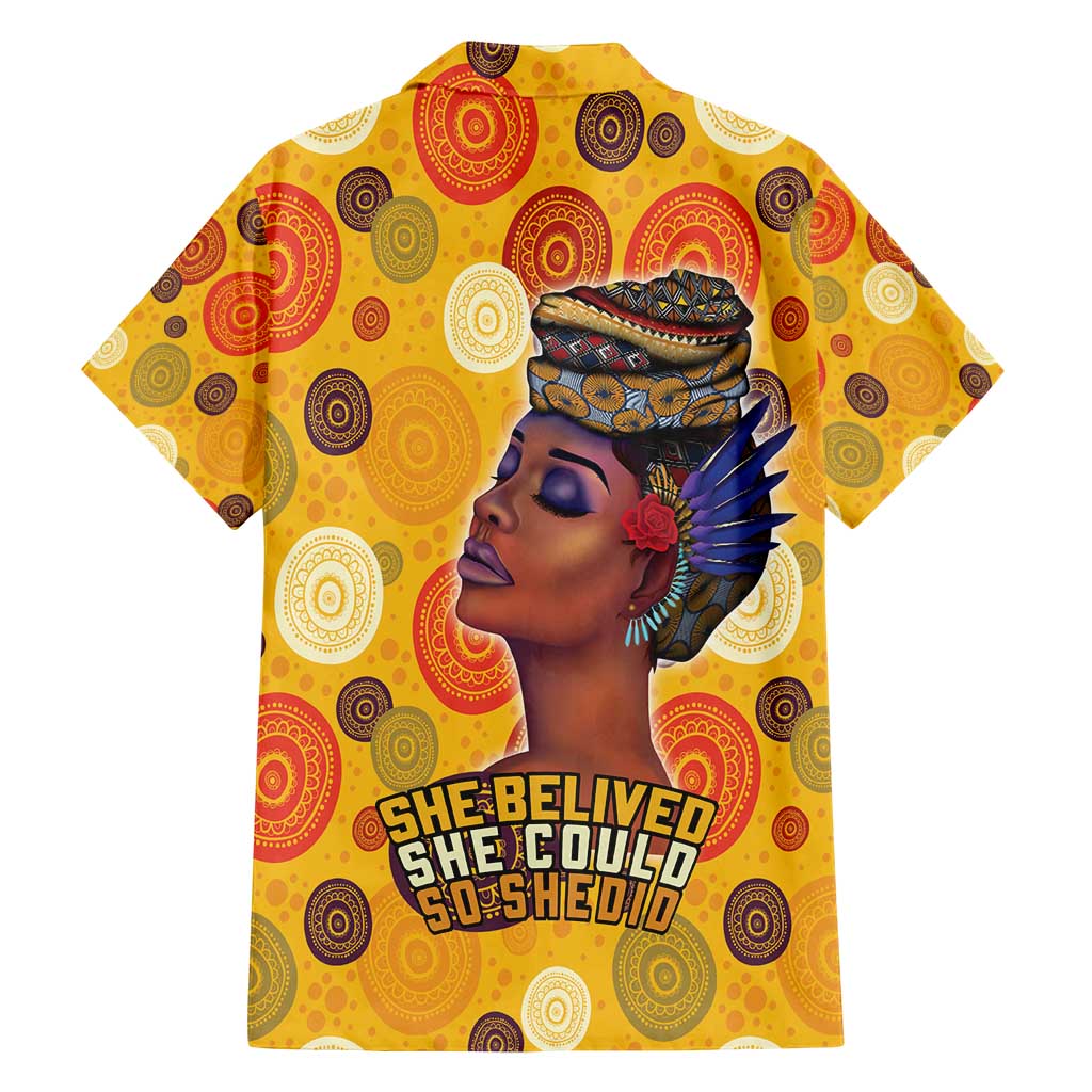 African She Believed Family Matching Off Shoulder Short Dress and Hawaiian Shirt She Could So She Did