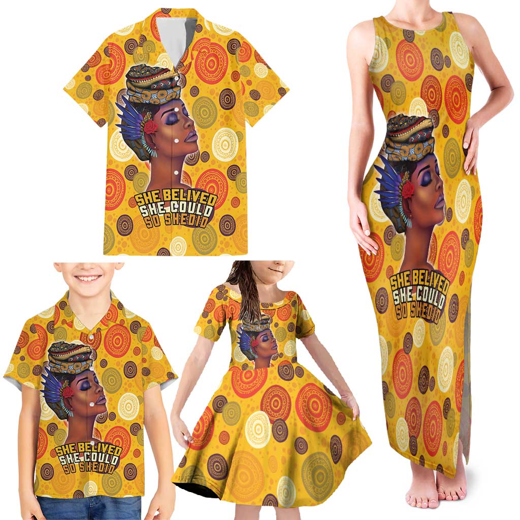 African She Believed Family Matching Tank Maxi Dress and Hawaiian Shirt She Could So She Did