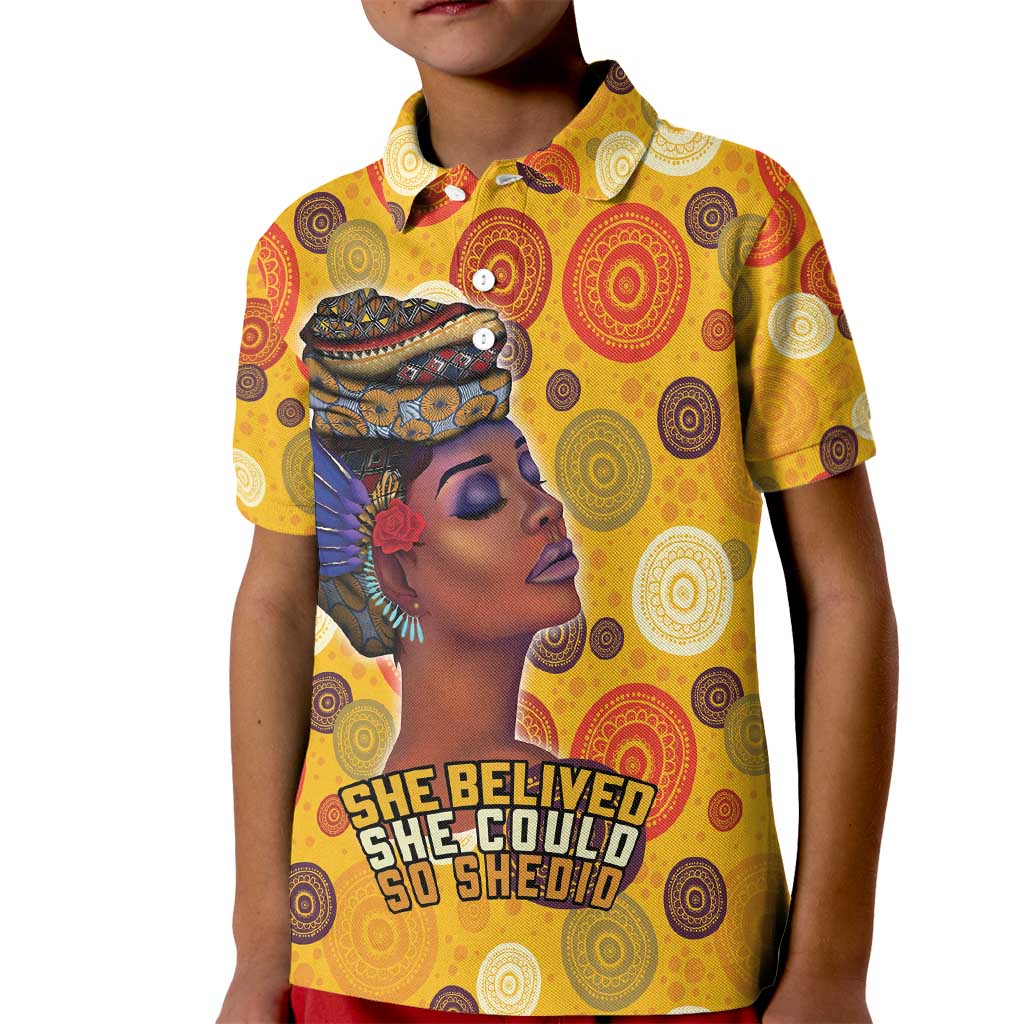 African She Believed Kid Polo Shirt She Could So She Did