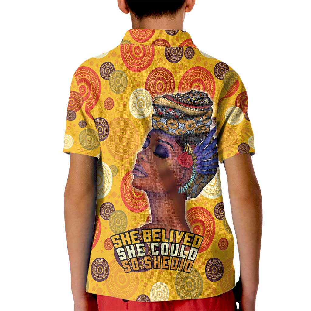 African She Believed Kid Polo Shirt She Could So She Did