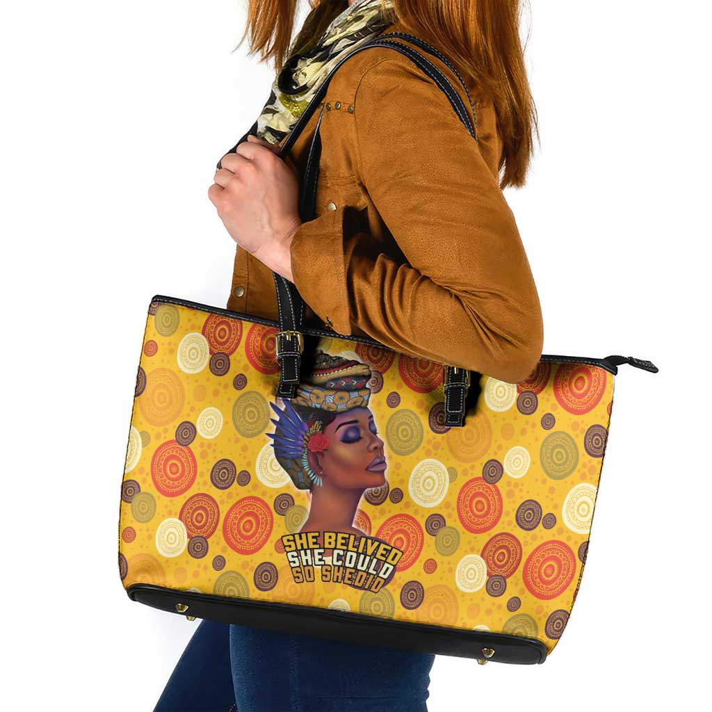 African She Believed Leather Tote Bag She Could So She Did