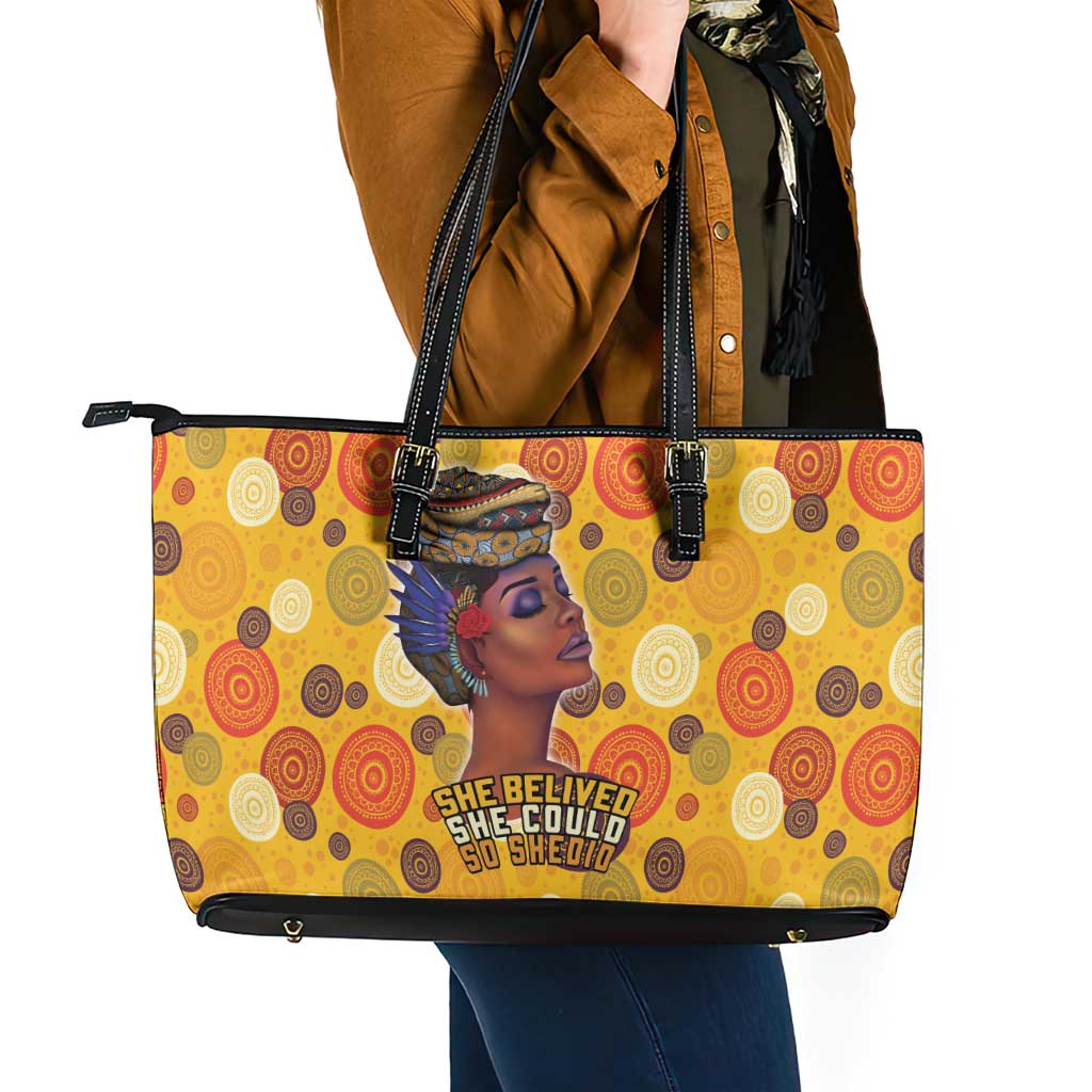 African She Believed Leather Tote Bag She Could So She Did