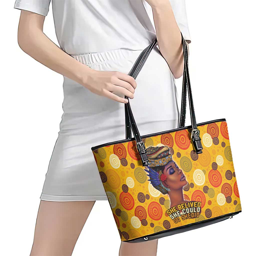 African She Believed Leather Tote Bag She Could So She Did