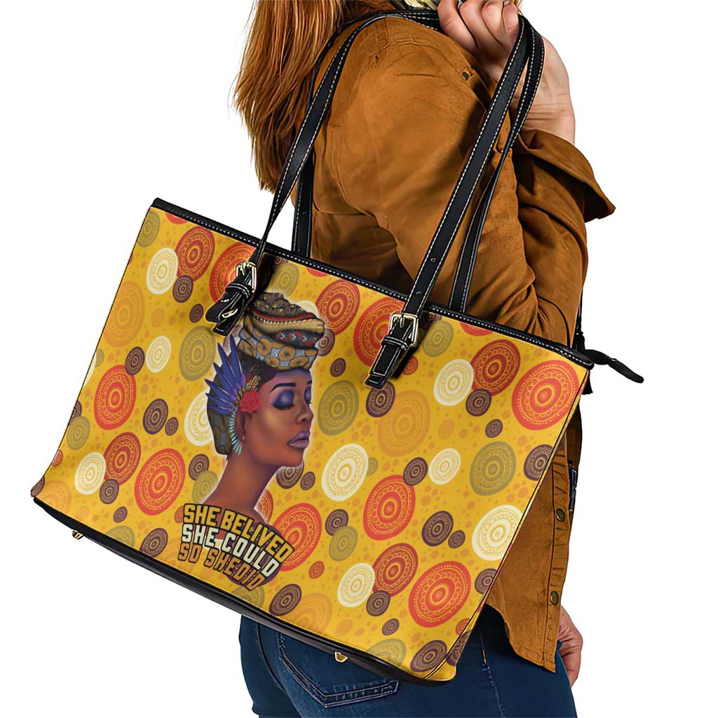 African She Believed Leather Tote Bag She Could So She Did
