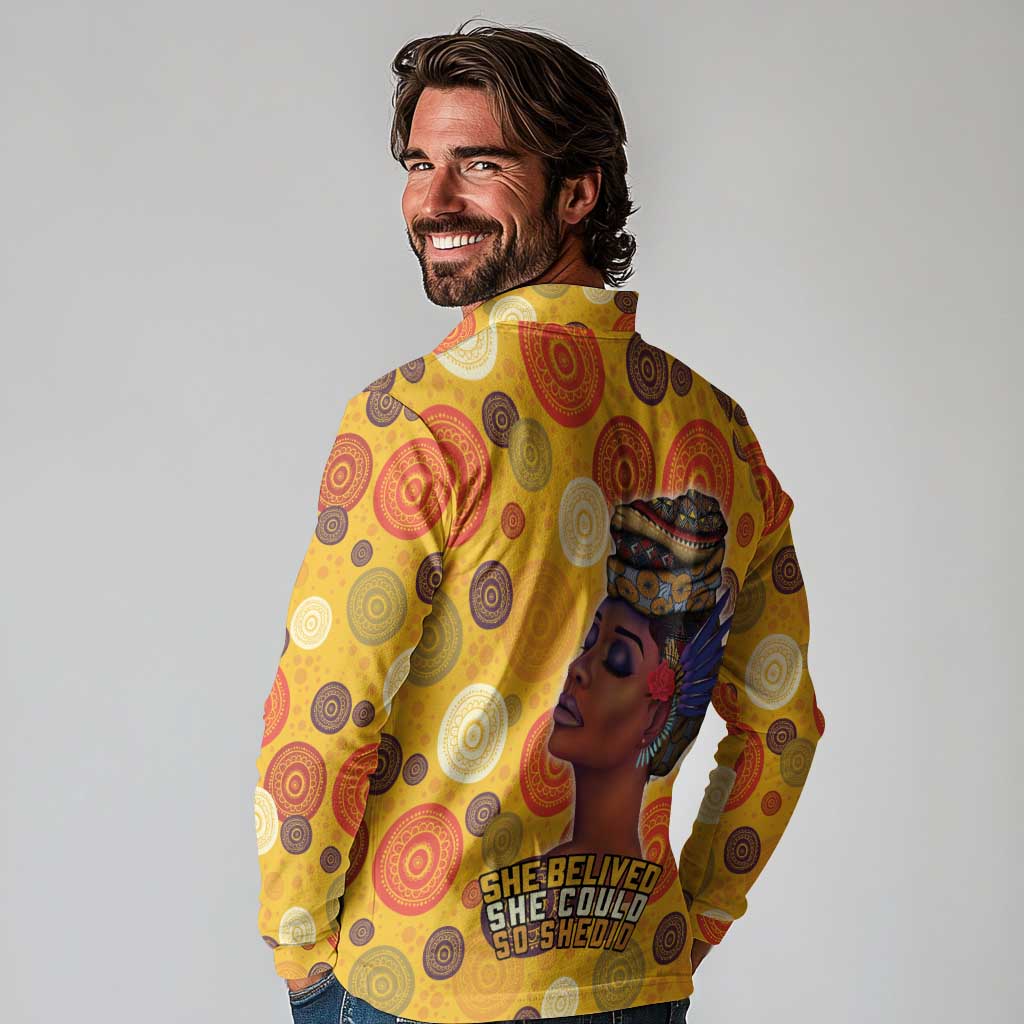 African She Believed Long Sleeve Polo Shirt She Could So She Did