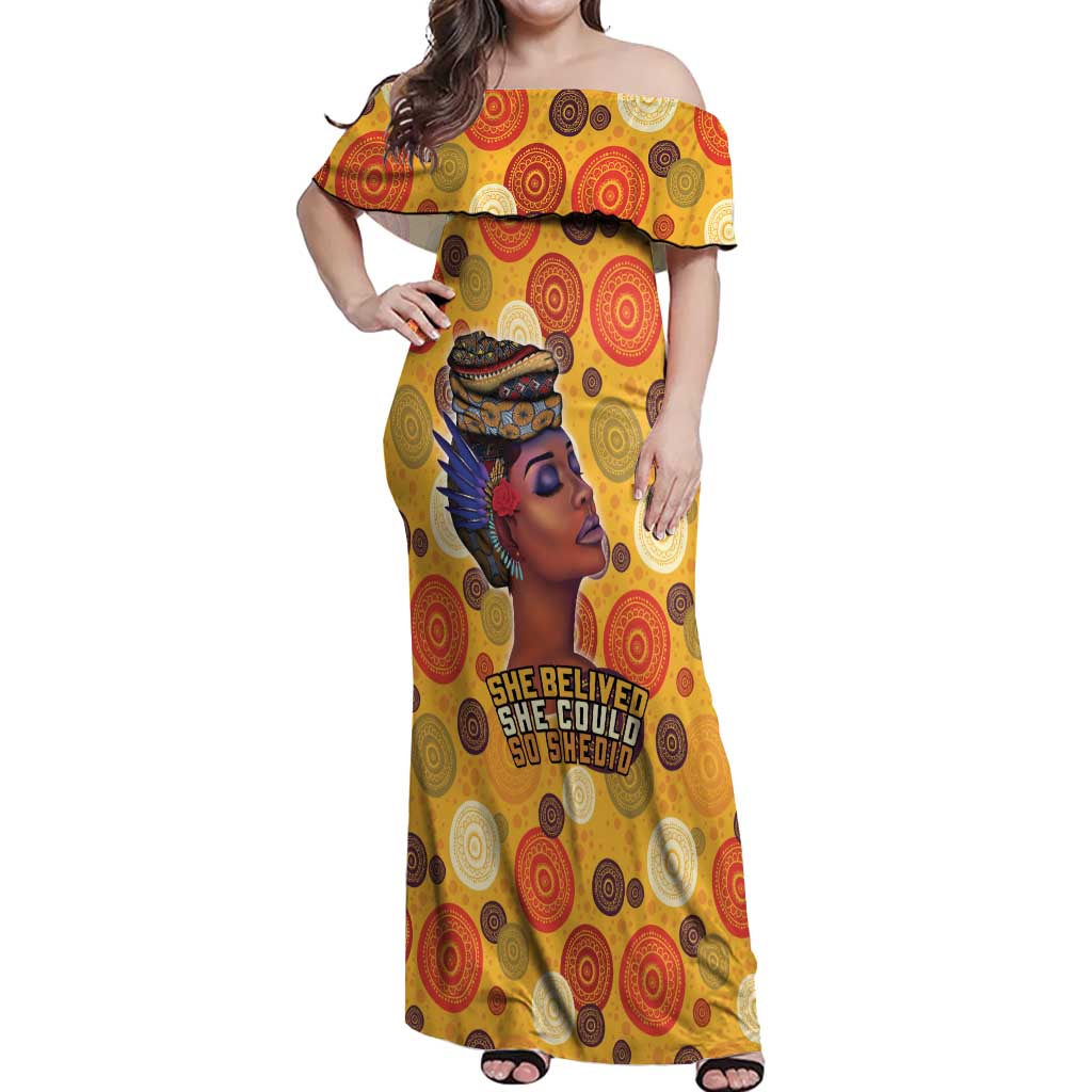 African She Believed Off Shoulder Maxi Dress She Could So She Did